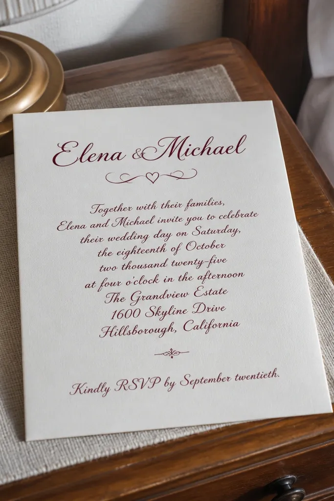 Cream card with centered paragraph text and a script header