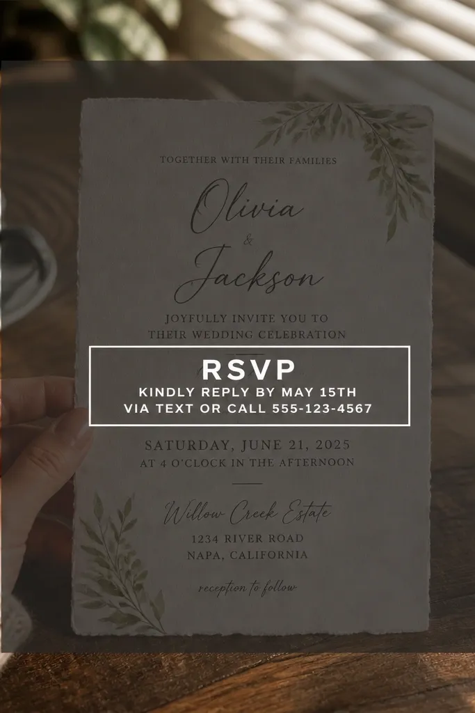 Invite with a single venue background and a clear boxed RSVP area