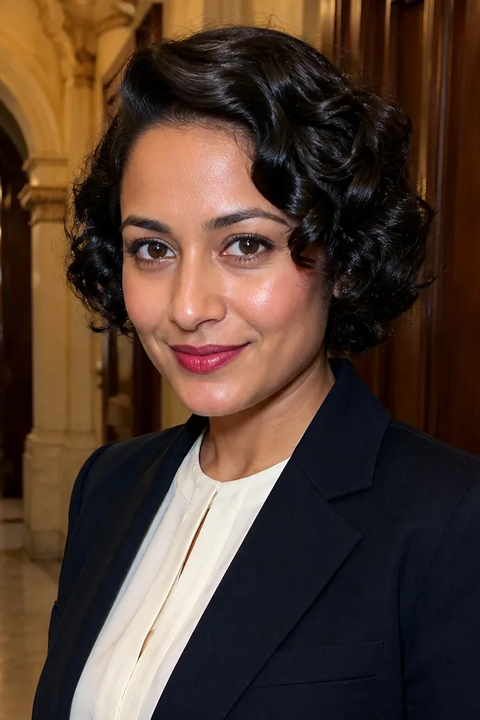 Short bob curled and pinned in place for strong curl shape