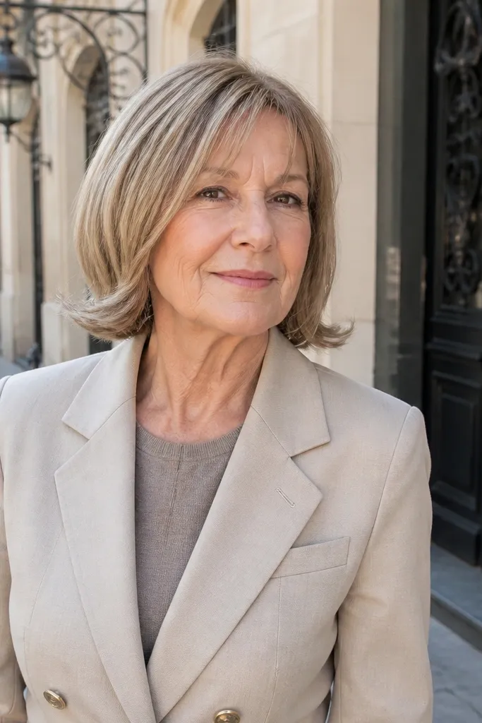 Short bob with curled-under ends and a smooth top