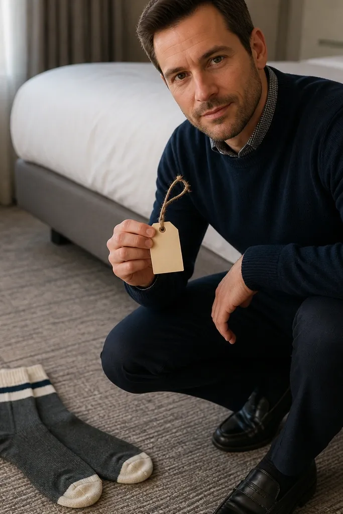 Folded socks with a tag reading Groom Squad Will you be my groomsman