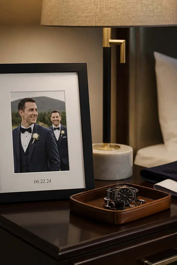 Small framed 5x7 print with a neutral mat and name card