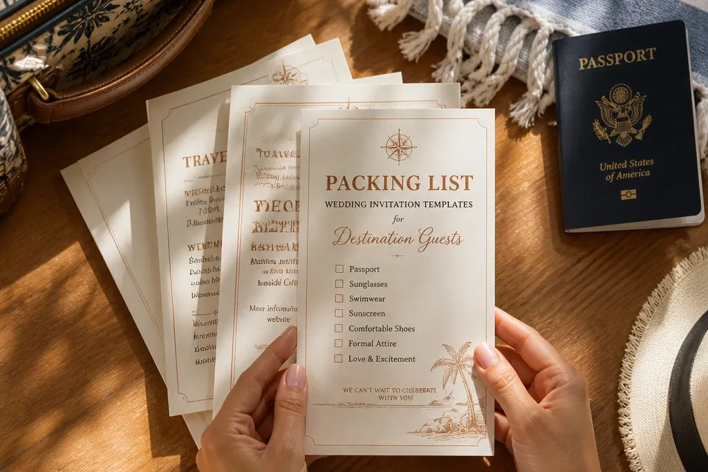 Packing List Wedding Invitation Templates for Destination Guests