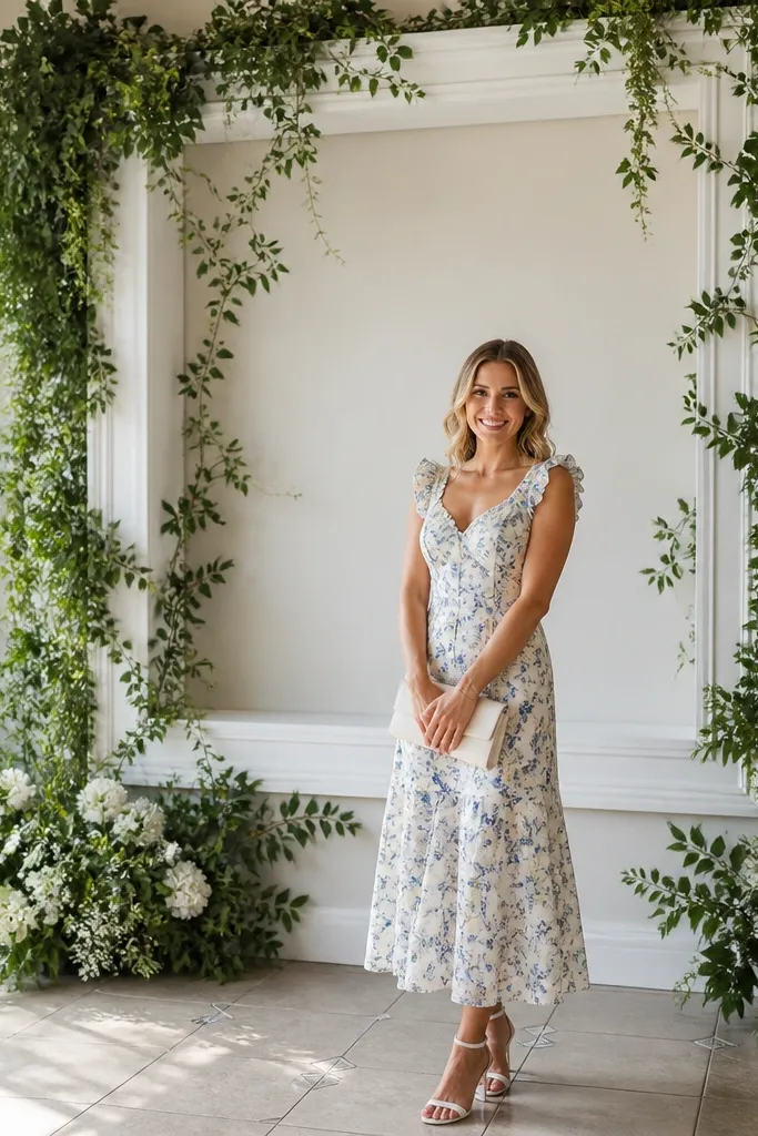 Oversized white window frame backdrop with greenery vines climbing across it