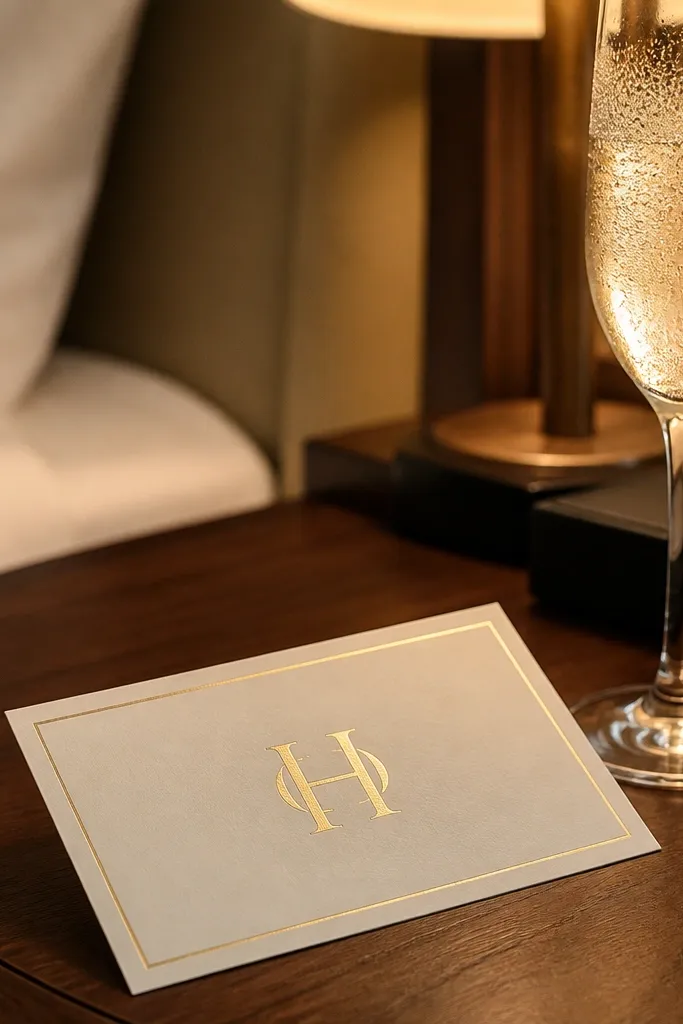 Gold monogram inside a thin border on cream card with RSVP text below.