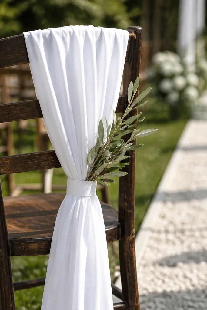 White fabric draped over a ladder with soft folds