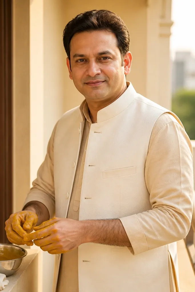 Ivory Nehru jacket over a plain kurta with dark churidar