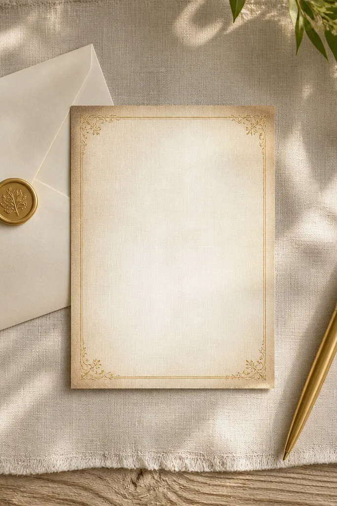 Cream linen texture with a gentle dark edge fade around the center.