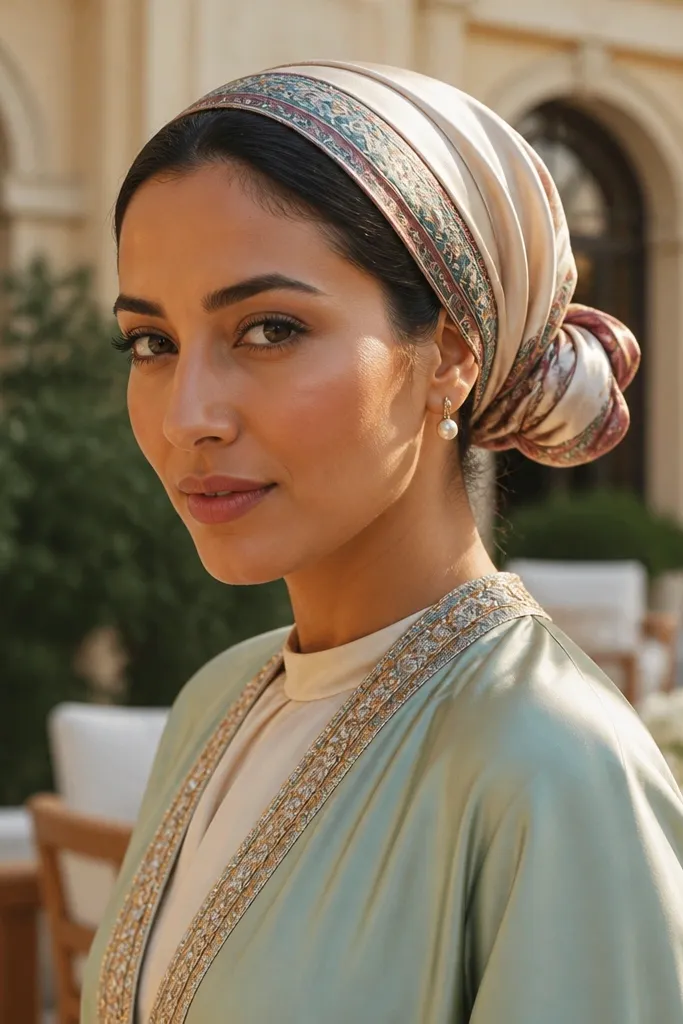 Silk scarf hair wrap folded with a dusty rose border on cream tissue