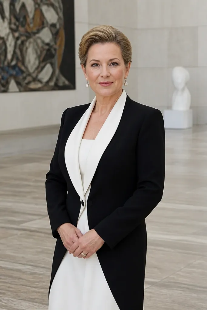 Short hair with extra front volume and a bun pinned at the back
