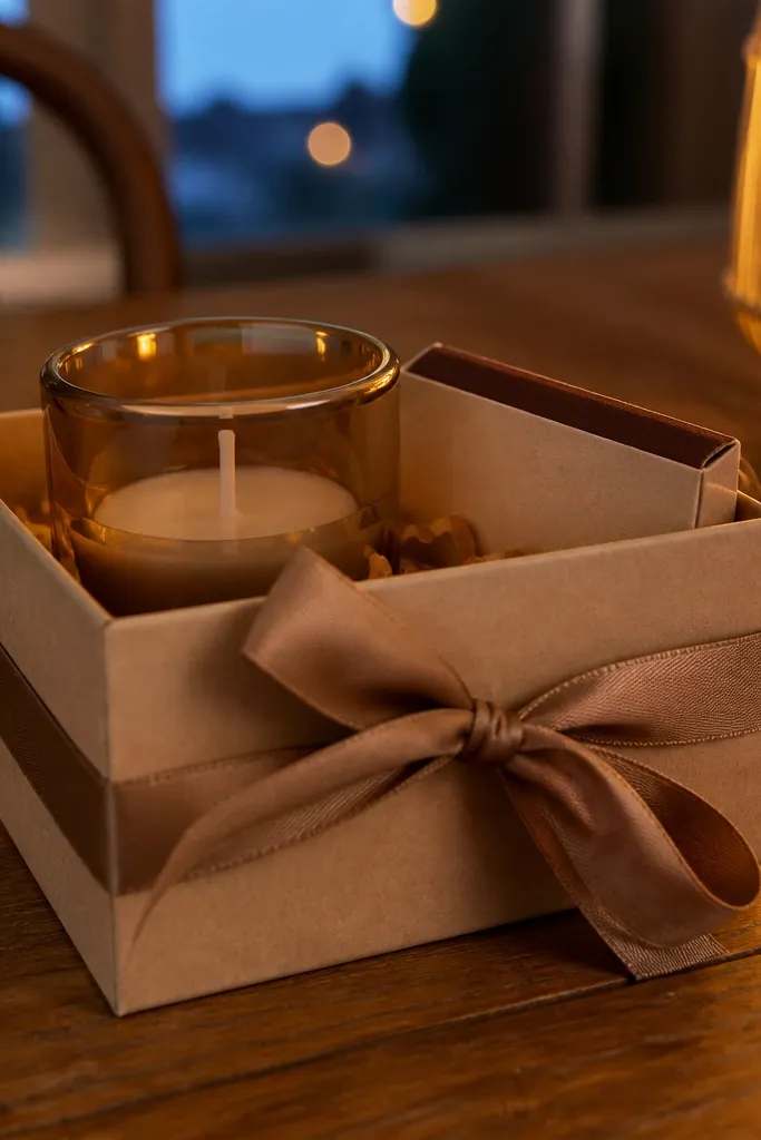 Mini candle in a small box with a matchbook-style yes card.
