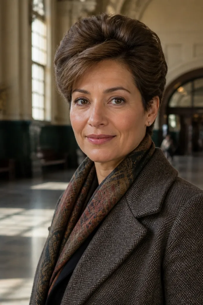 Short hair with lifted crown and a gentle flip at the front