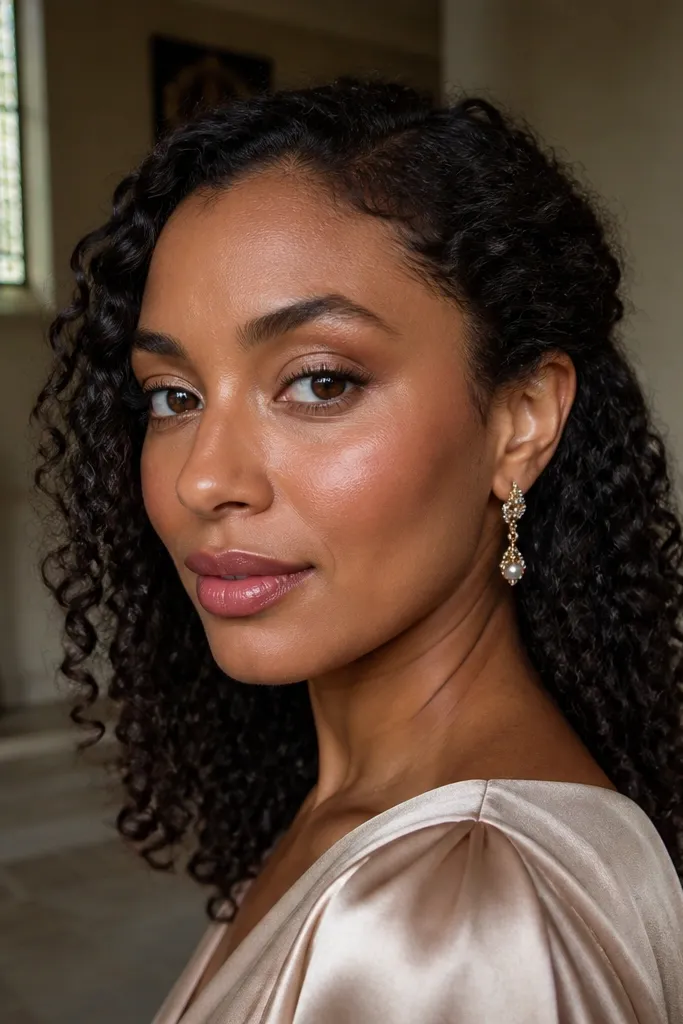 Warm champagne eyeshadow with a dark espresso line and soft outer-corner smudge