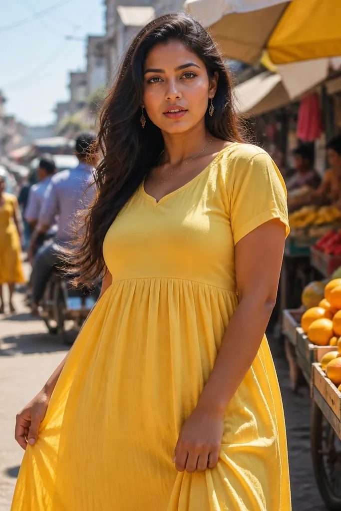 Butter yellow empire waist haldi dress with short sleeves