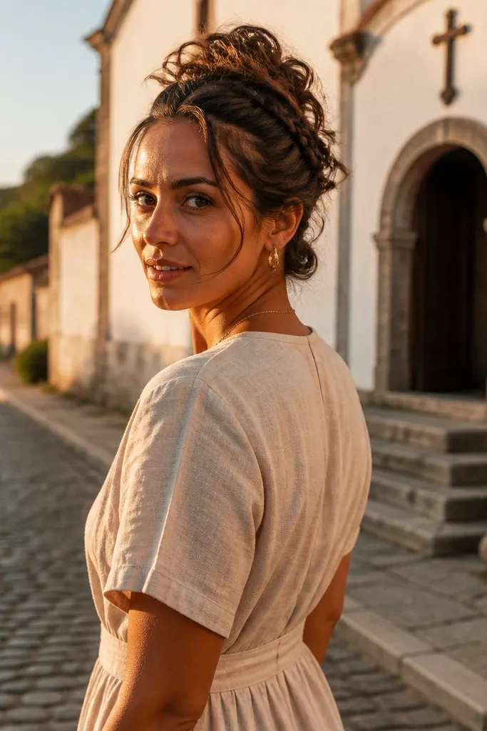 Low bun with a thin braid hidden under messy hair