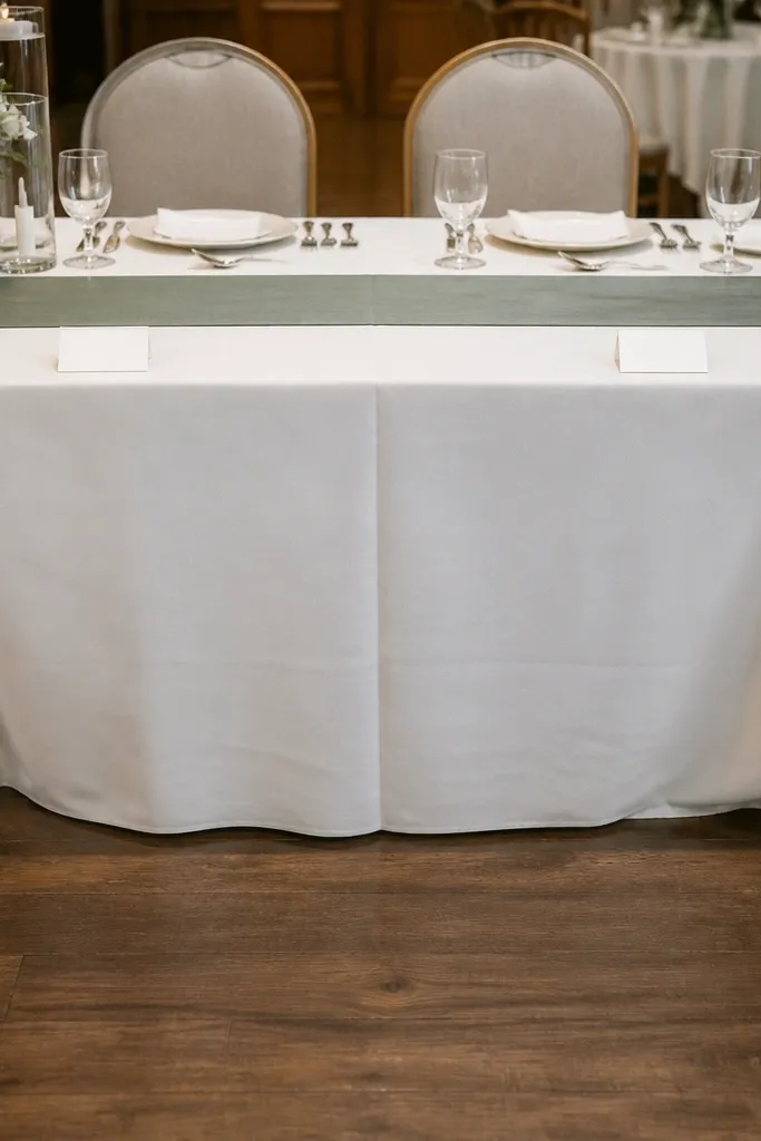 Place cards placed too close to the aisle edge of a rectangle table