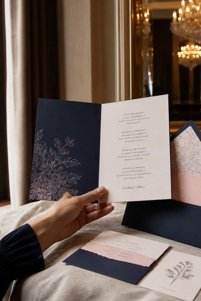 Invitation with dress code text like 'dressy' and 'formal' mixed together