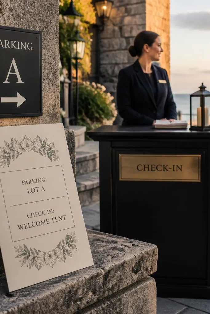 Invitation with ceremony time but no parking instructions or check-in note