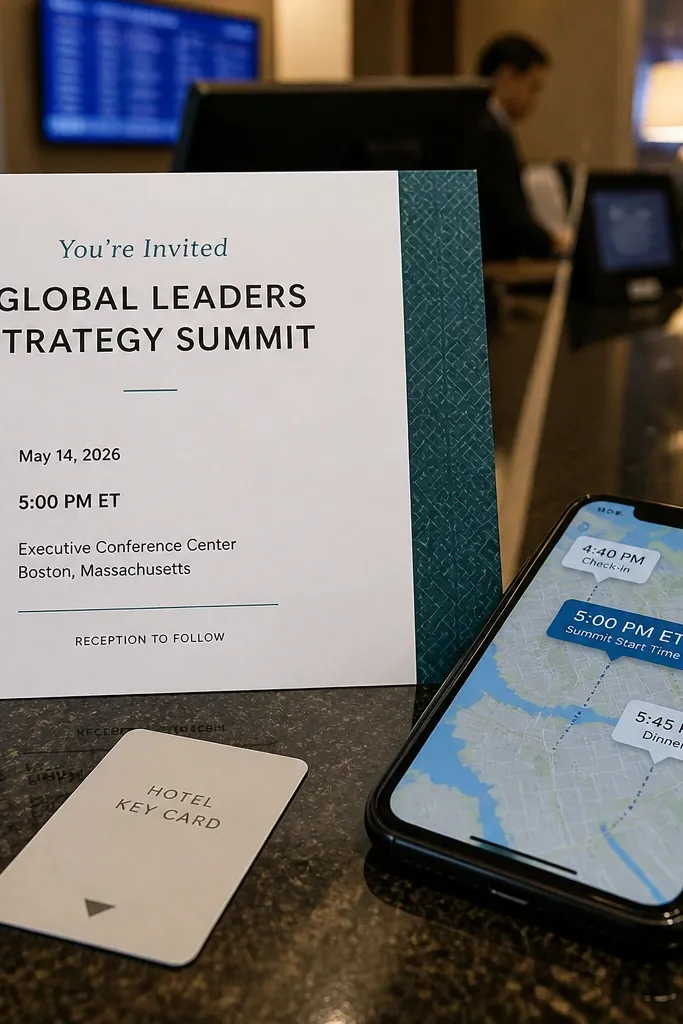 Invitation listing times without mentioning time zone for a destination weekend