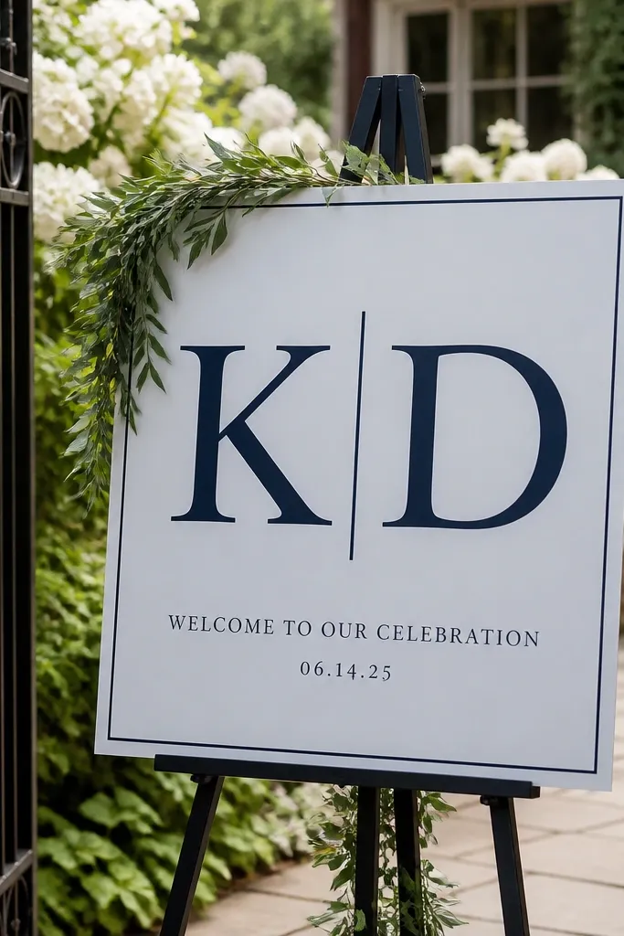 Big monogram initials with a small date line beneath