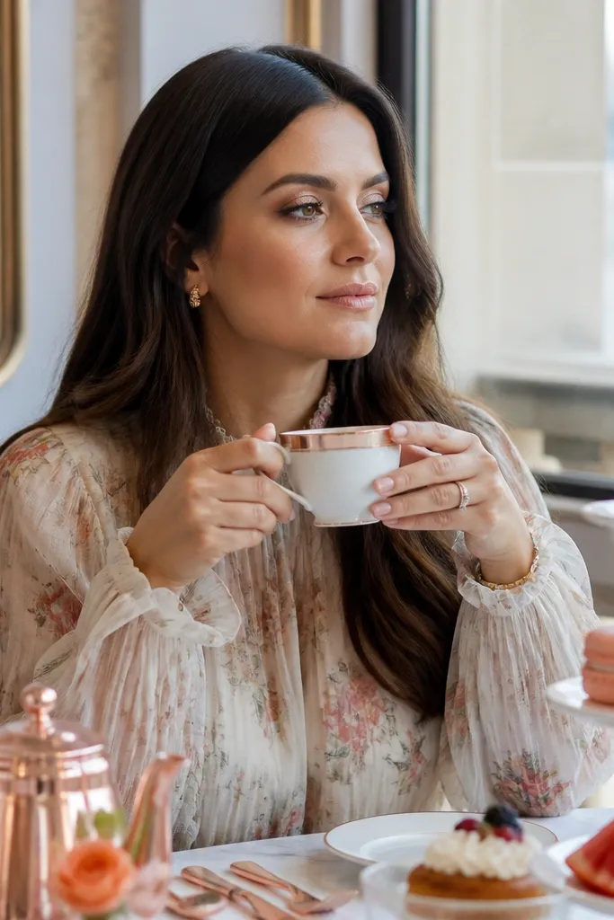 An afternoon tea tray with small sandwiches and pastries on a table