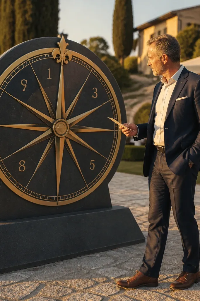 Compass rose chart with table numbers arranged by directions and names around it